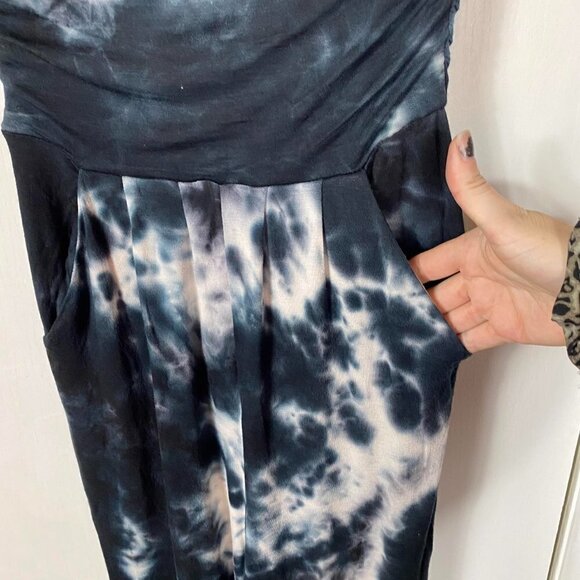 Antistar black and gray tie-dyed strapless romper with pockets. Sz XS - Picture 5 of 7